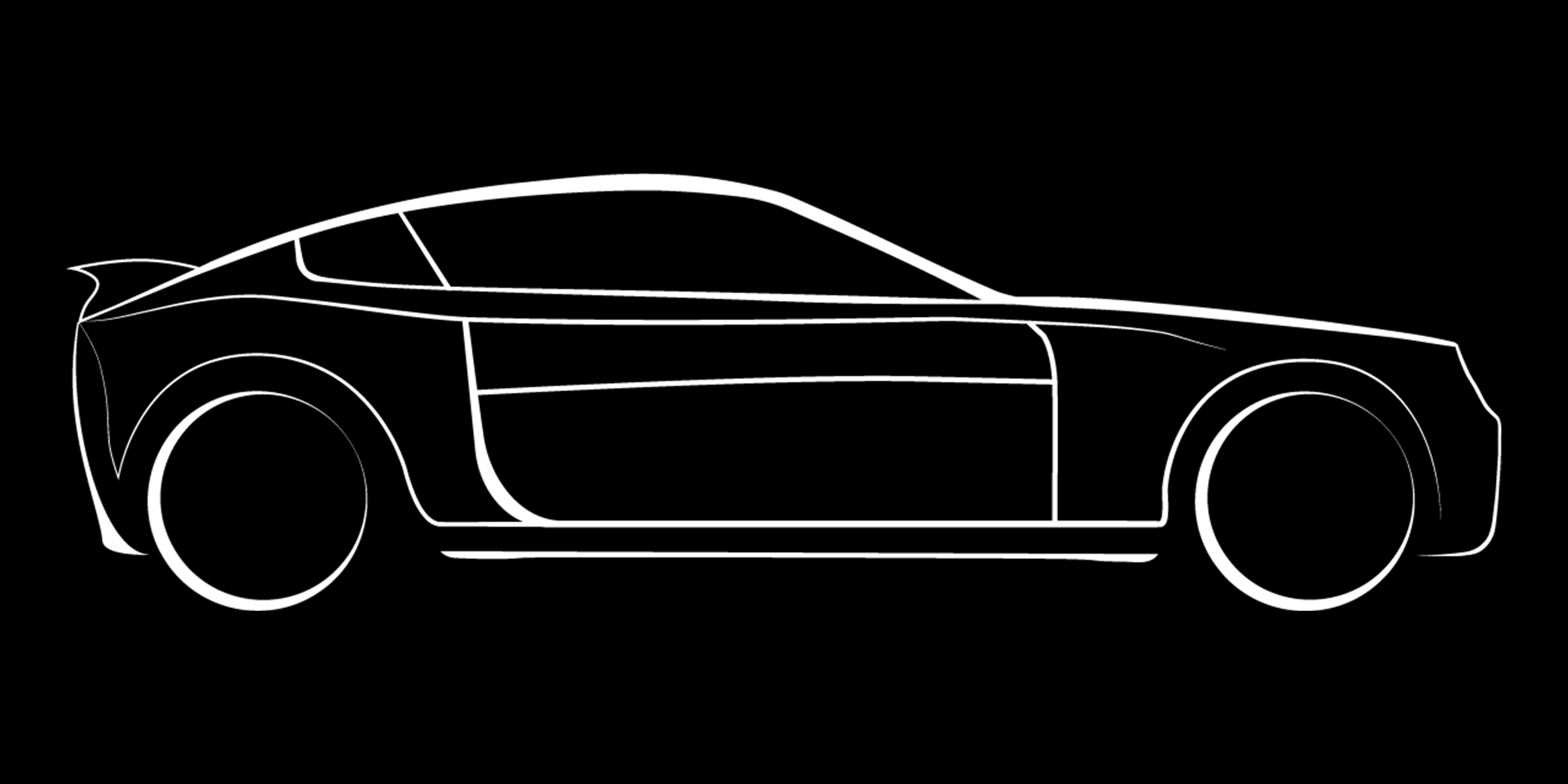 Car Side White Black background